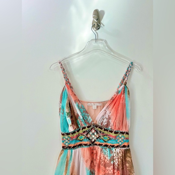 Boston Proper Embellished Printed Maxi Dress Size 6 - Picture 2 of 5